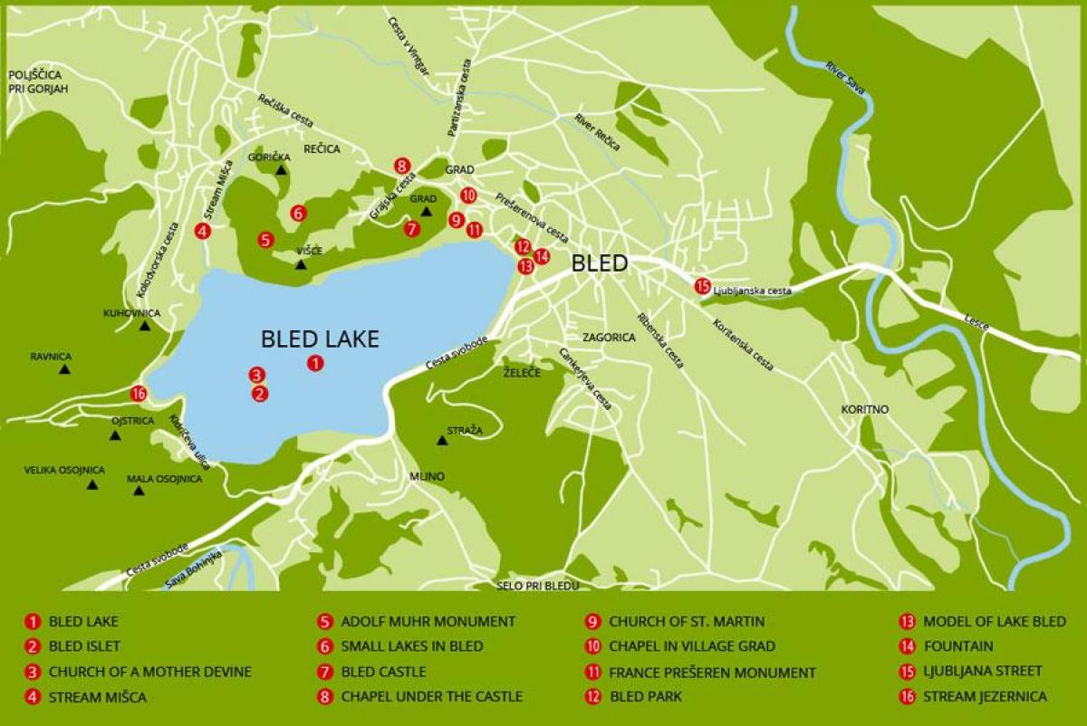 kaart Sloveenia näitab järve veretustatud